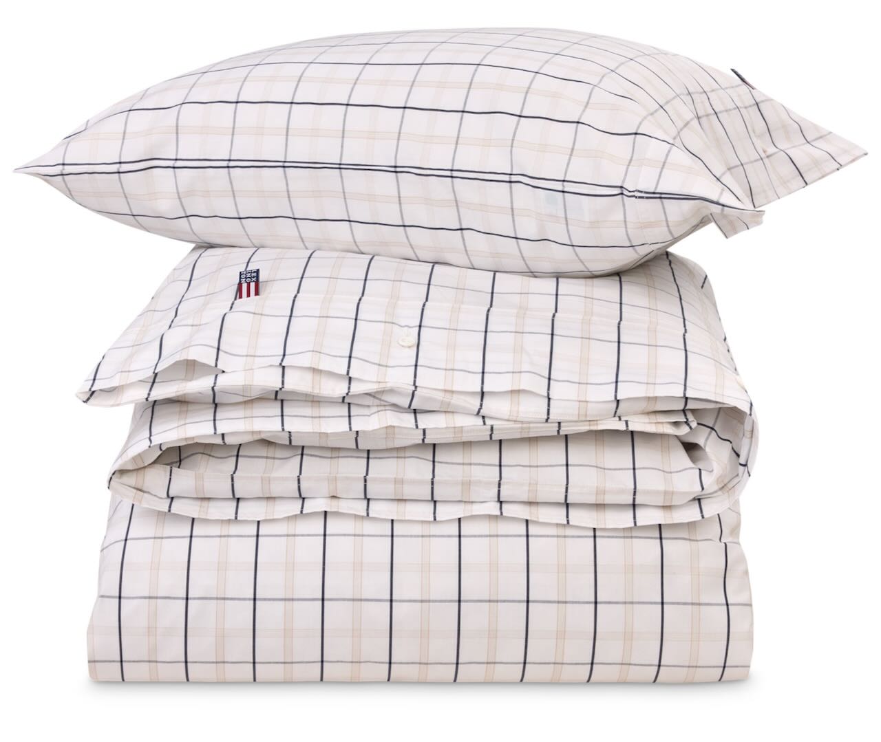 Lexington Bettwäsche Popeline Karo weiß/beige/navy