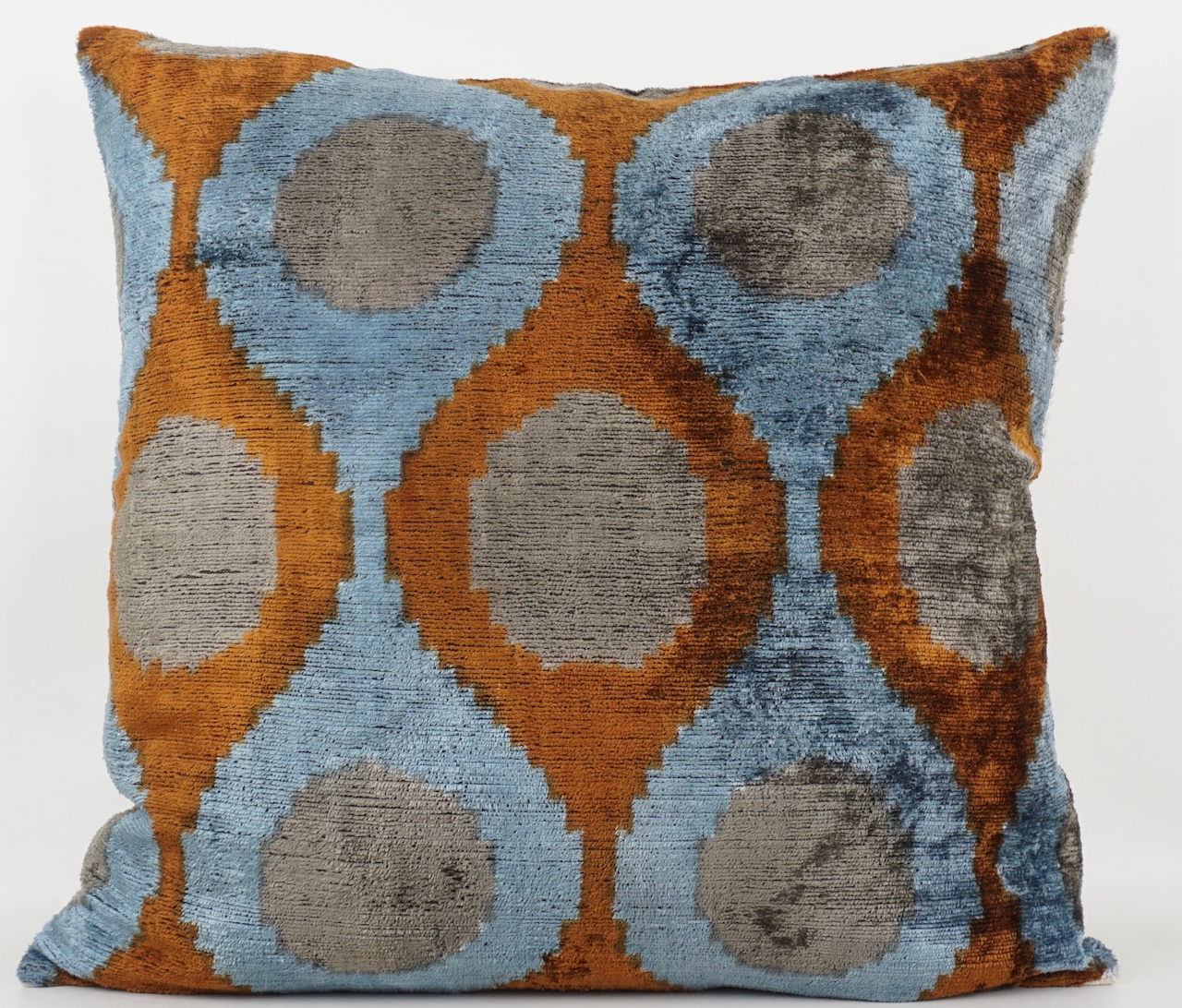 Kissenbezug Seide Ornamente rost/blau/grau 50x50 cm