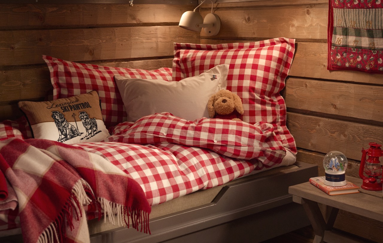 Lexington Bettwäsche-Set Flanell Karo rot/wollweiß