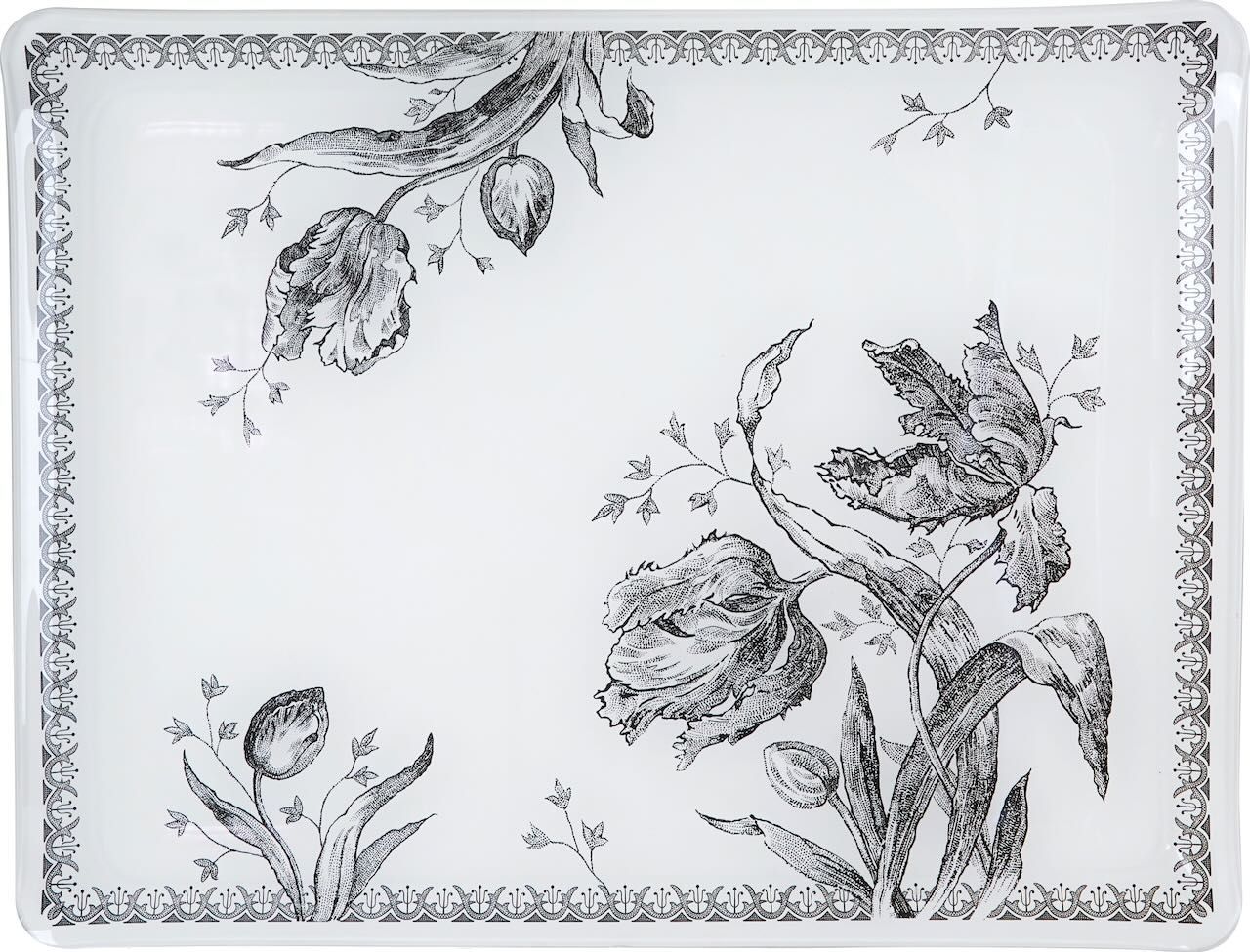 Gien Tablett Tulipes weiß/schwarz klein