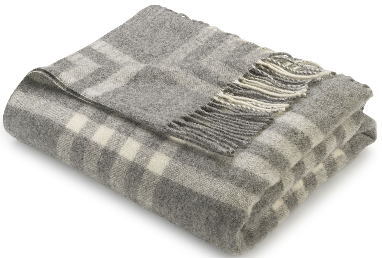 Wolldecke Leda grau mit Fransen Wolldecke Leda grau mit Fransen