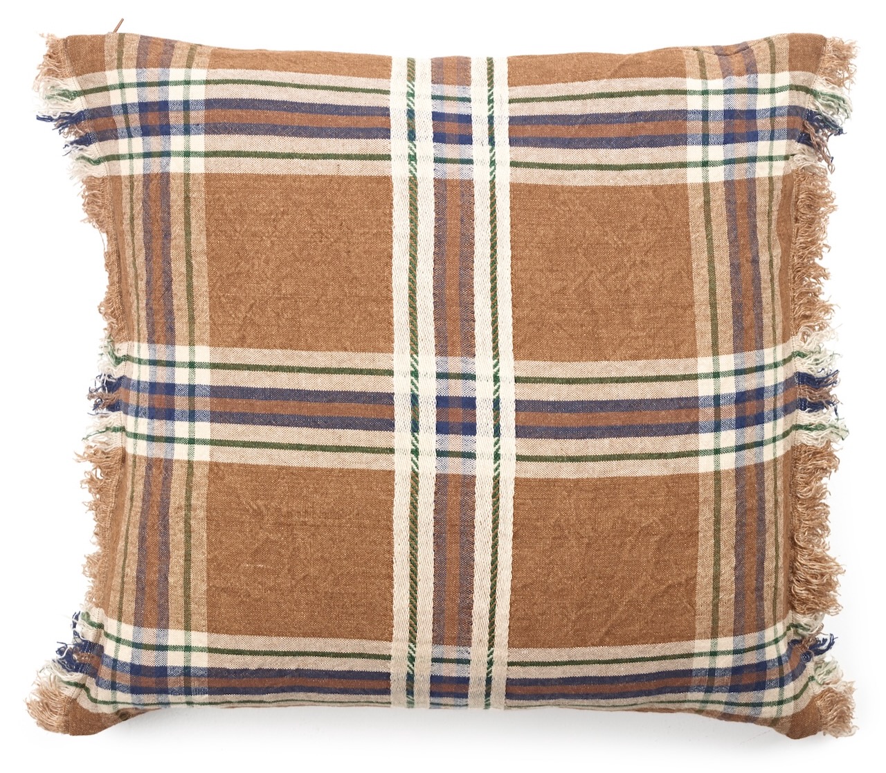 Libeco Kissenbezug Batsi ingwer/offwhite/indigo/grün 63x63 cm