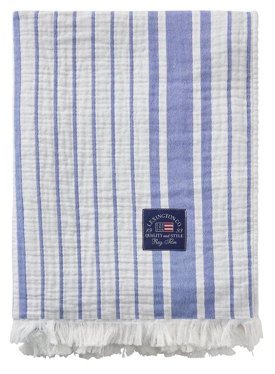 Lexington Decke Stripe weiß/blau
