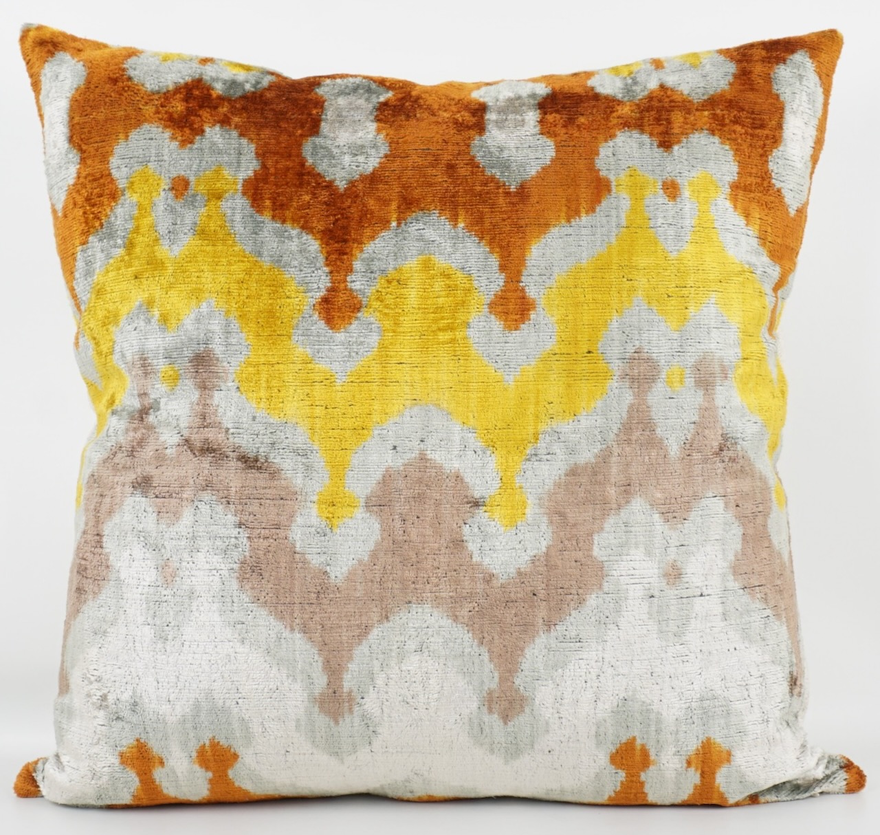 Kissenbezug Seide Rauten grau/rost/braun/gelb 50x50 cm Kissenbezug Seide Rauten grau/rost/braun/gelb 50x50 cm