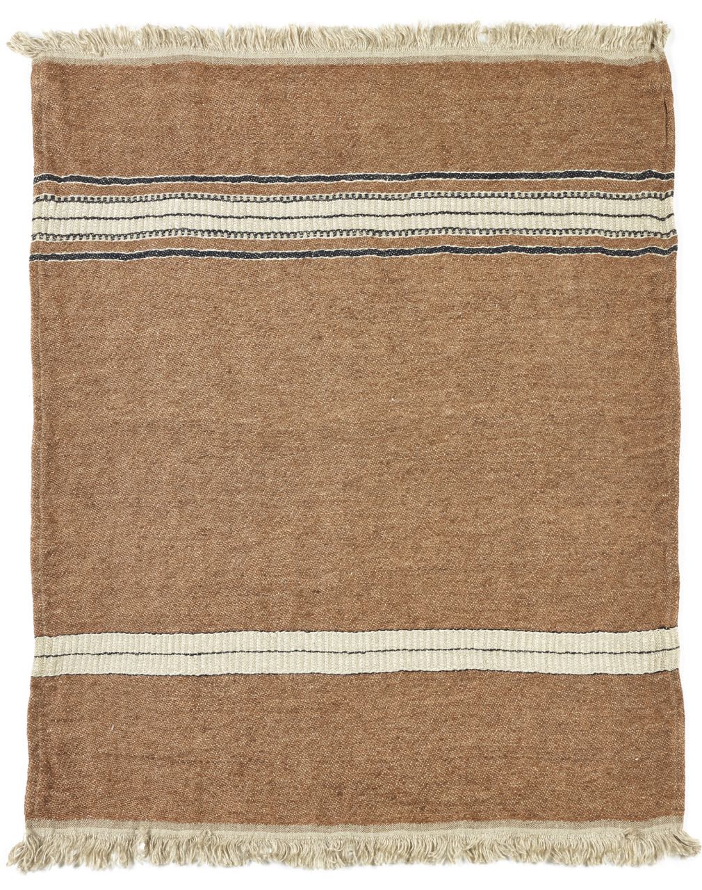 Libeco Leinenplaid Bruges Stripe braun/wollweiß
