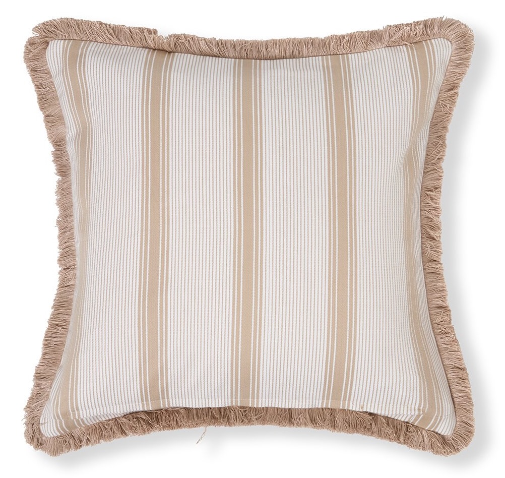 Lexington Kissenbezug Streifen Fransen weiß/beige 50x50 cm Lexington Kissenbezug Streifen Fransen weiß/beige 50x50 cm