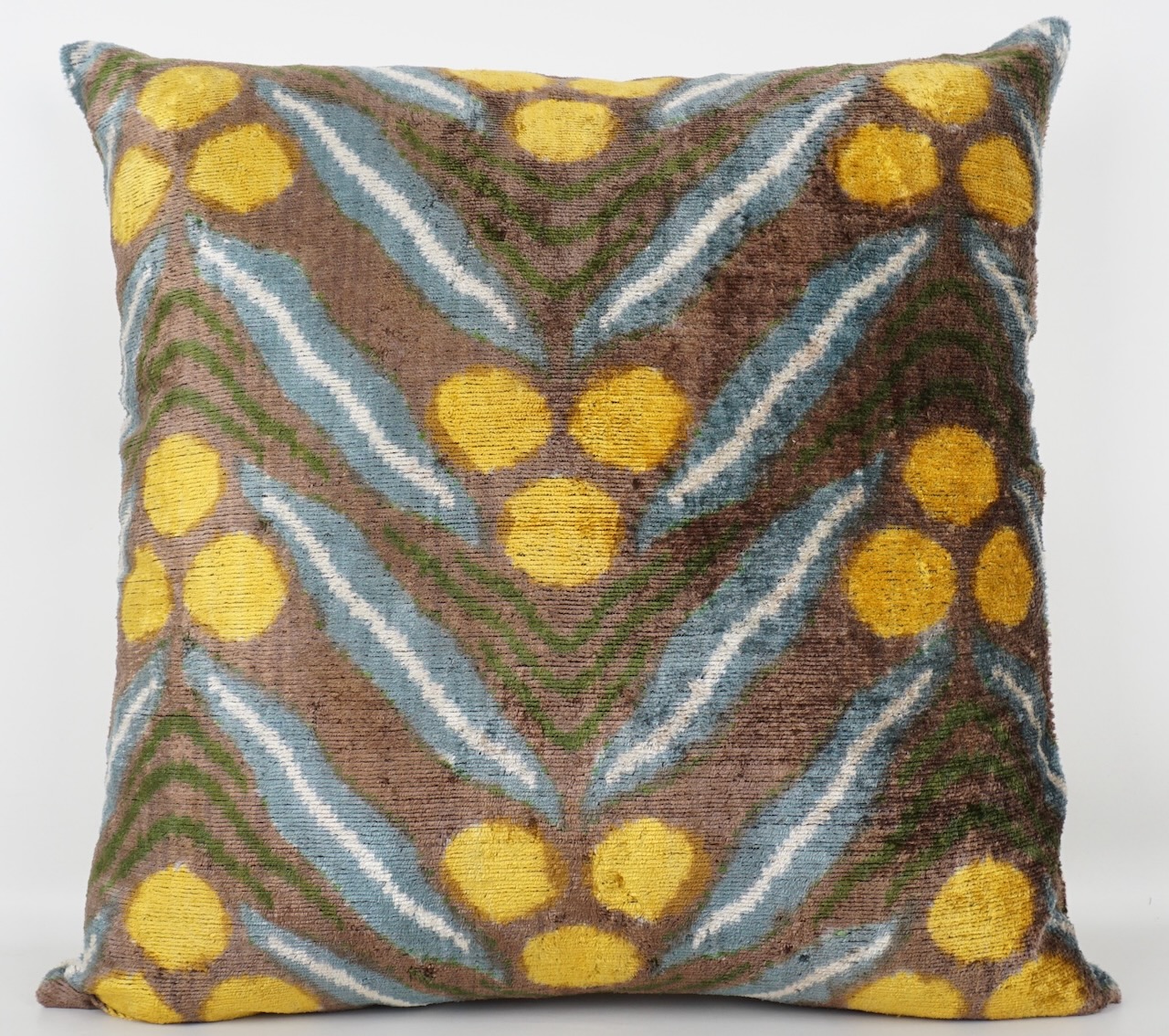 Kissenbezug Seide Ornamente braun/gelb/grau 50x50 cm