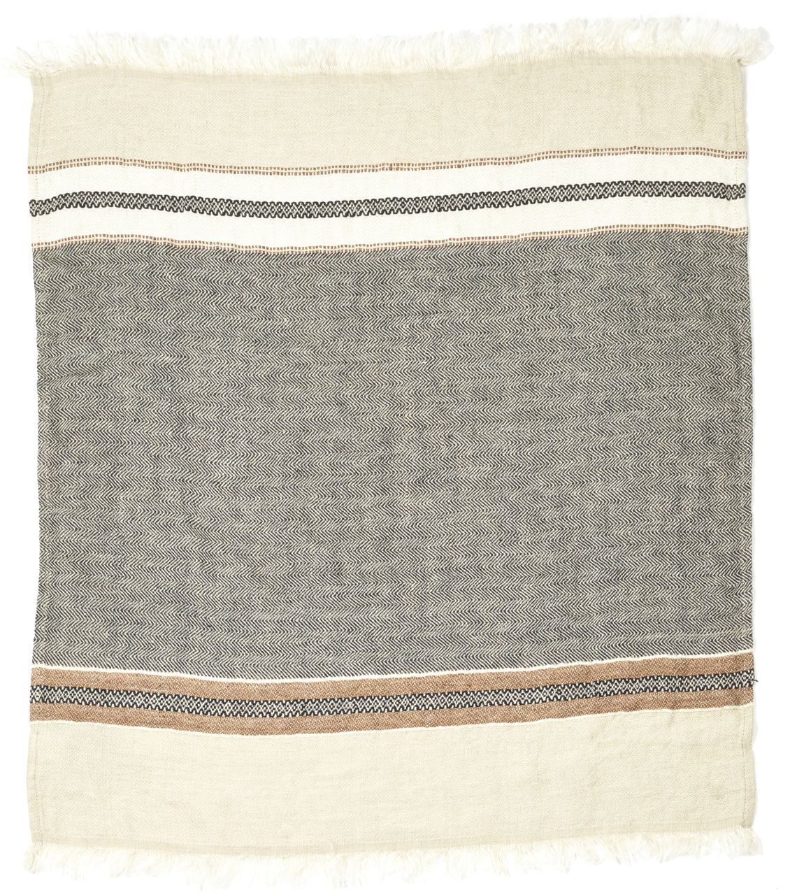 Libeco Leinenplaid Beeswax Stripe natur/anthrazit/wollweiß