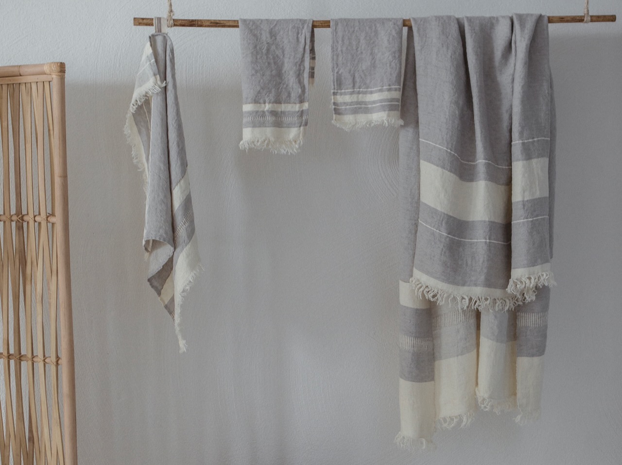 Libeco Tischset Gent Stripe hellgrau/wollweiß
