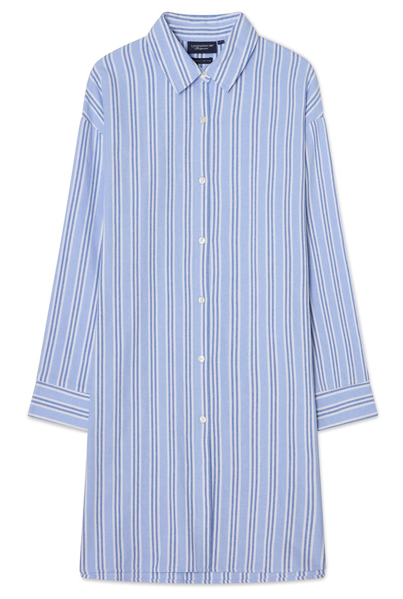 Lexington Nightshirt Flanell Streifen blau/weiß