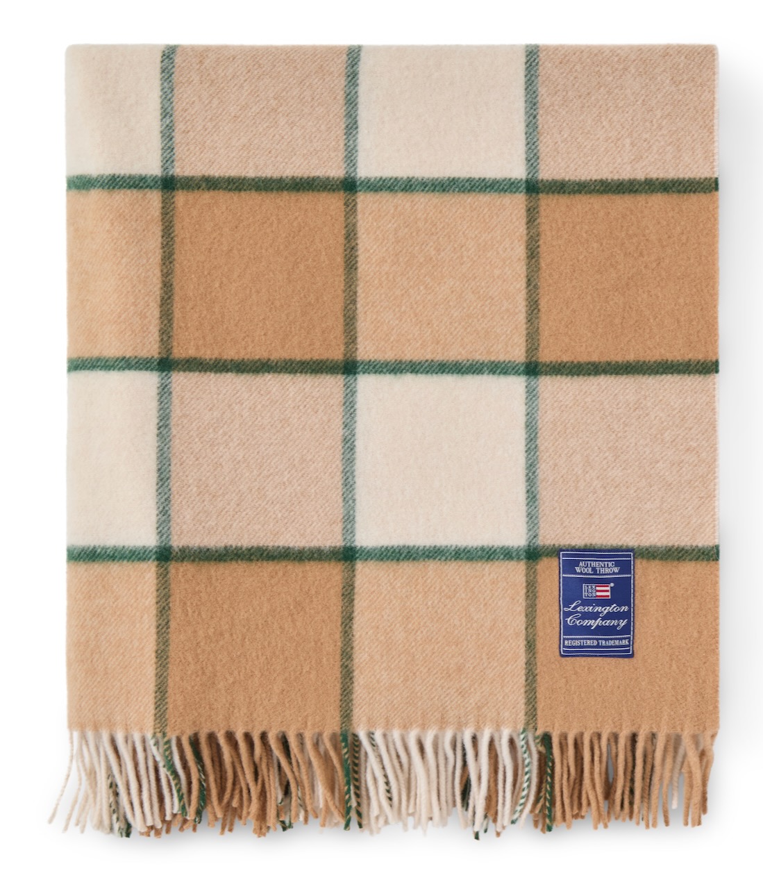 Lexington Decke Wool Throw Karo beige/offwhite/grün
