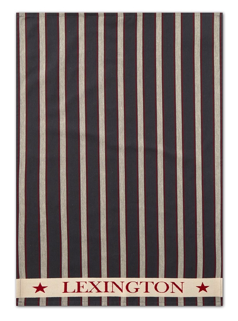 Lexington Geschirrtuch Striped grau/beige/rot