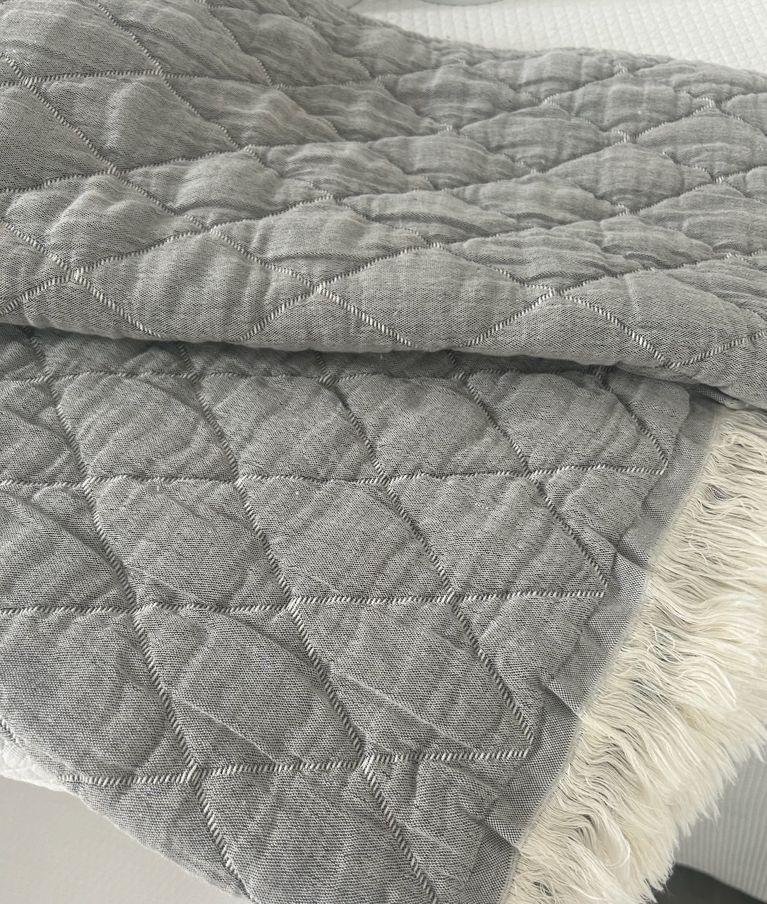 Evelyn Kahle Plaid Nora mit Fransen blau-grau 150x200 cm Evelyn Kahle Plaid Nora mit Fransen blau-grau 150x200 cm