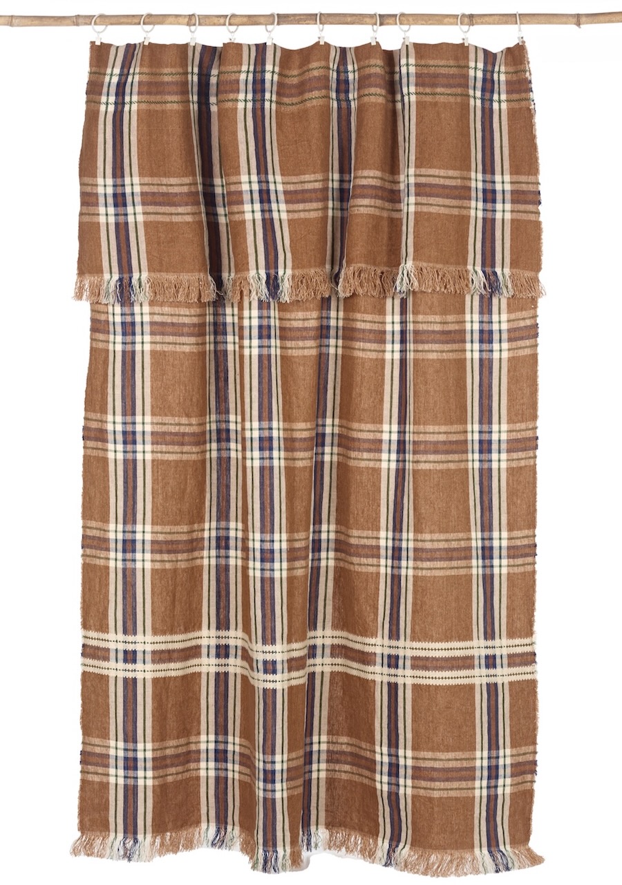 Libeco Plaid Batsi ingwer/offwhite/indigo/grün 140x230 cm