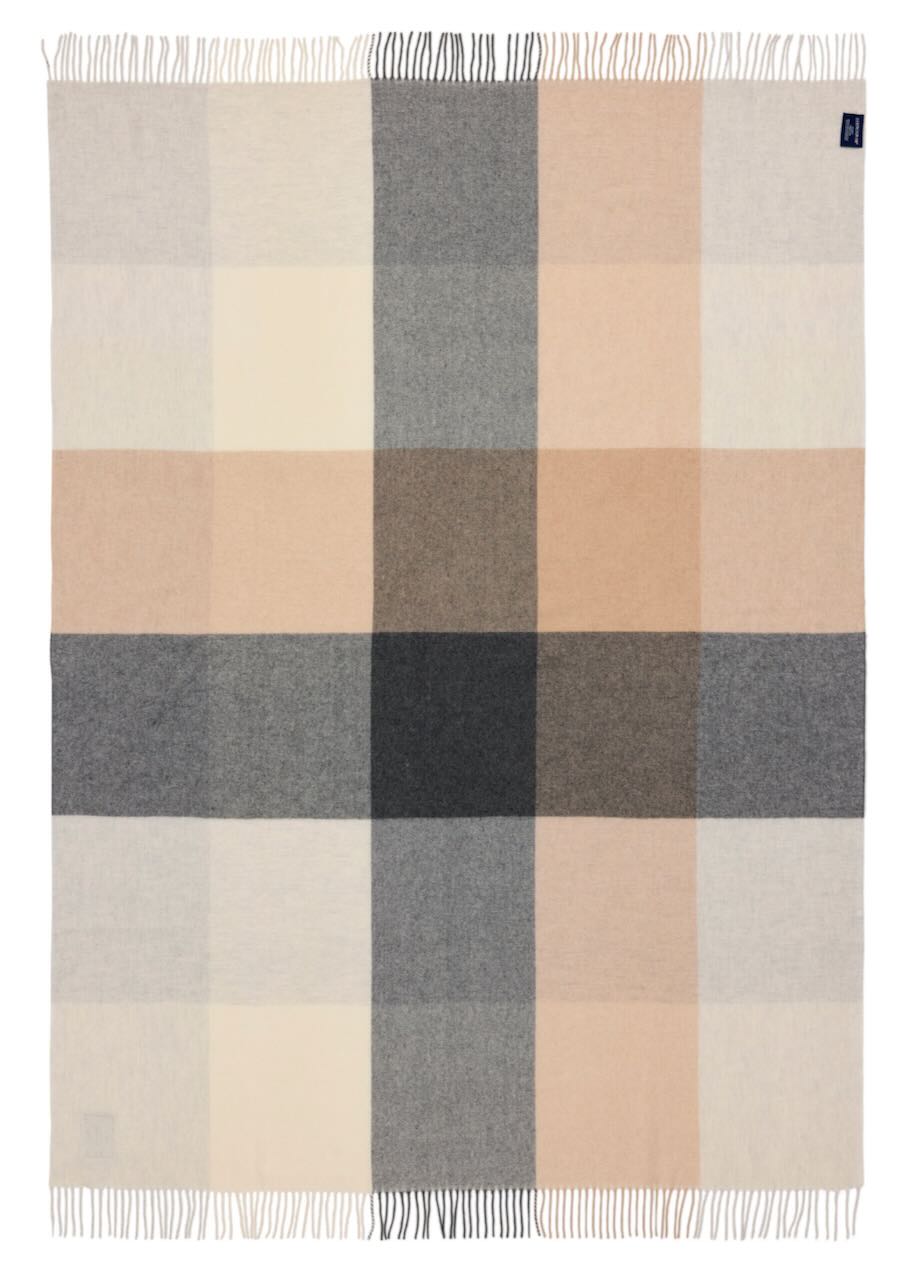 Lexington Decke Wool Throw Karo weiß/beige/grau