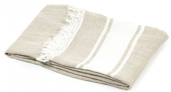 Libeco Leinenplaid Flax Stripe flachs/weiß