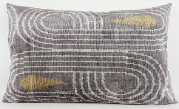 Kissenbezug Seide Zirkel grau/offwhite/gold 40x60 cm