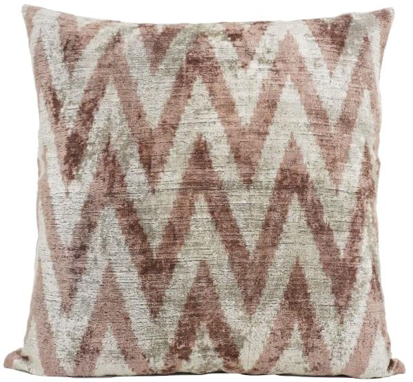 Kissenbezug Seide Zickzack beige/brau 50x50 cm