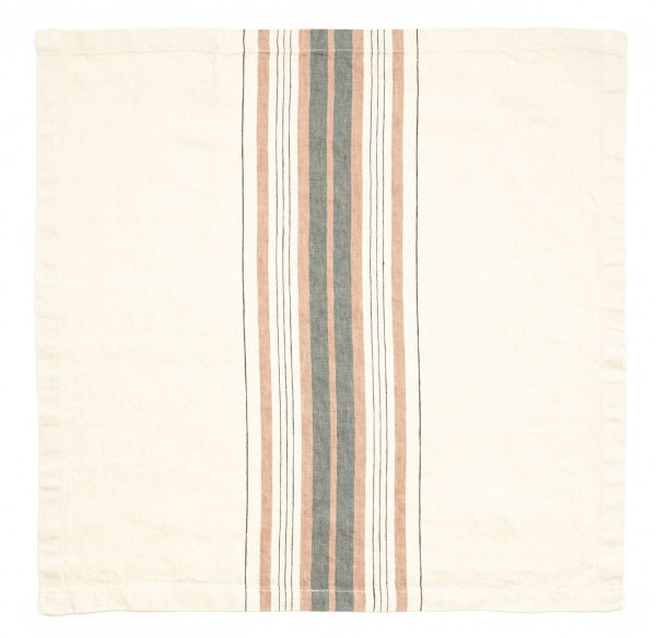 Libeco Serviette Gypsum Stripe natur/grün/braun