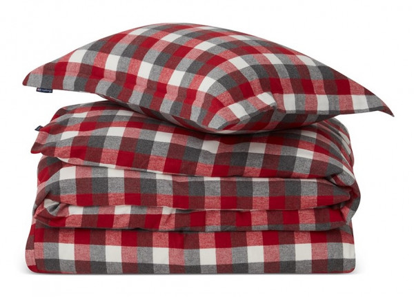 Lexington Bettwäsche-Set Flanell Karo rot-grau