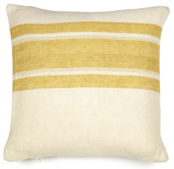 Libeco Kissenbezug Mustard Stripe gelb/wollweiß