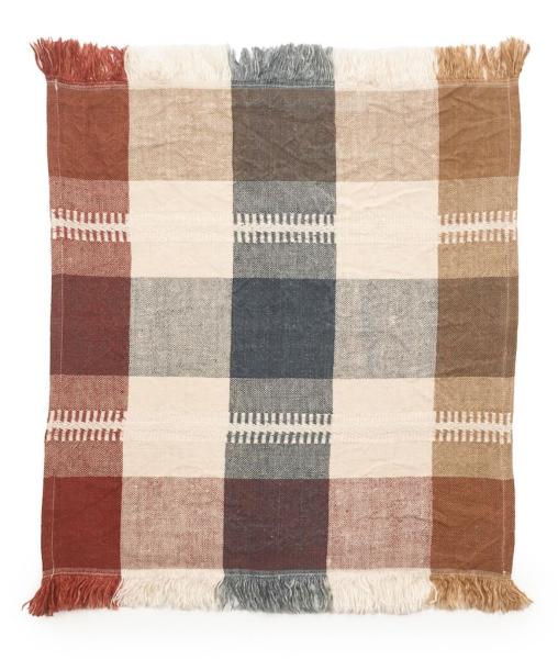 Libeco Serviette Maxine Karo offwhite/rostbraun/blaugrau/eichenbraun
