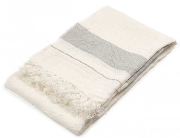 Libeco Leinenplaid Oyster Stripe wollweiß/stone/beige