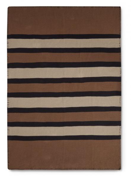 Lexington Decke Strick Streifen braun/beige/grau