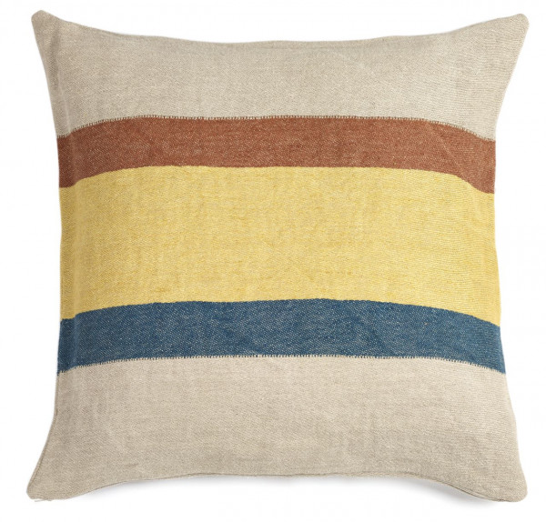 Libeco Kissenbezug Mercurio Stripe natur/gelb/blau/braun