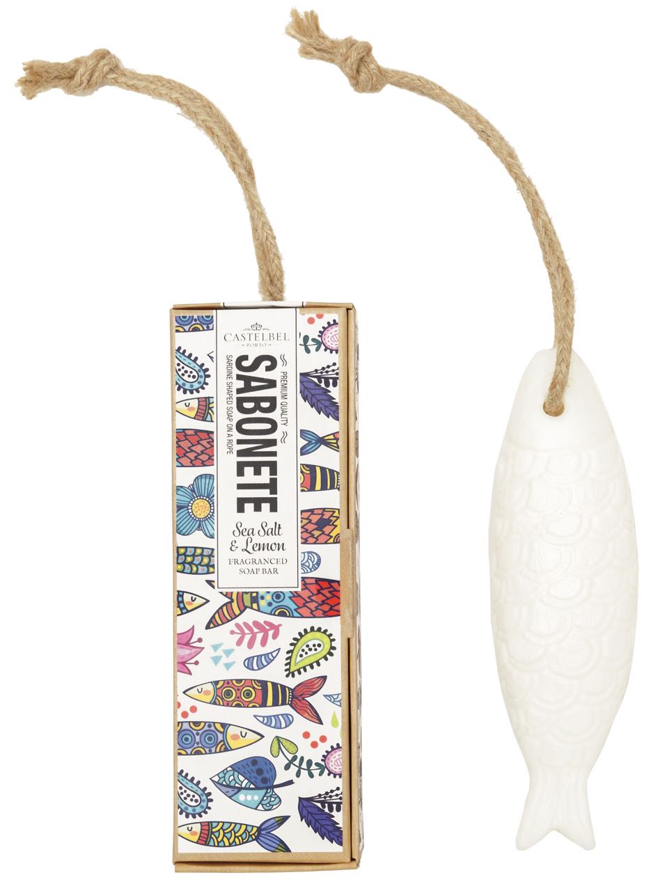 Castelbel Porto Sardine Collection Sea Salt and Lemon Soap On a Rope from  Castelbel