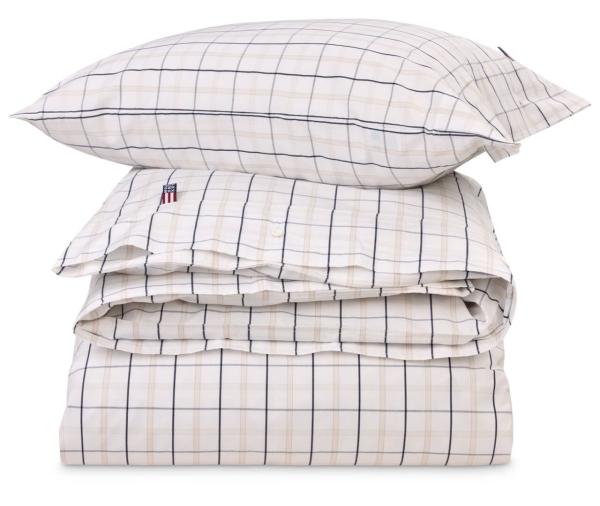 Lexington Bettwäsche Popeline Karo weiß/beige/navy