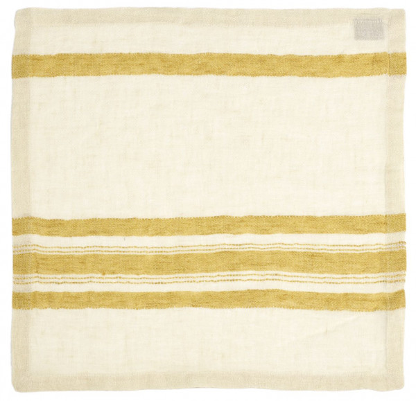 Libeco Serviette Library Stripe weiß/gelb