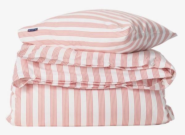 Lexington Bettwäsche-Set Satin Streifen koralle/weiß