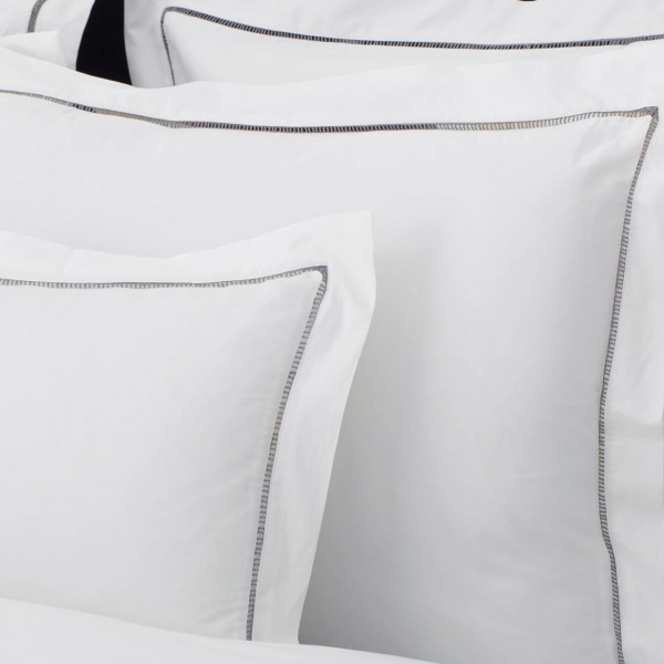Flamant Bettwäsche-Set Hemstitch weiß/grau 155X220 cm + 40x80 cm