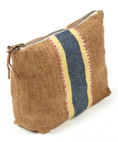 Libeco Tasche klein Camp Stripe cognac-blau-gelb-rot