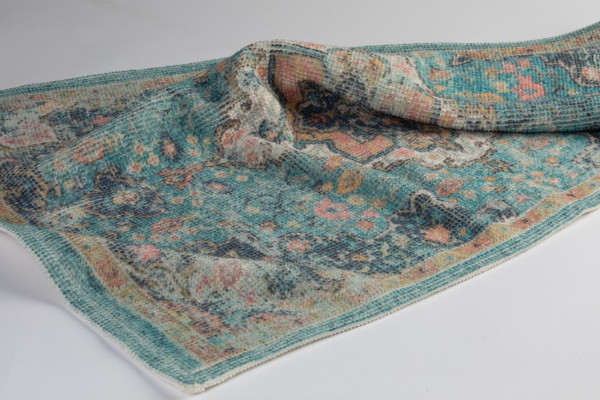 Evelyn Kahle Teppich Vintage blau/beige/rosa