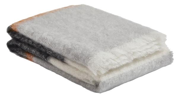 Wolldecke Mohair Streifen anthrazit/hellgrau/wollweiß