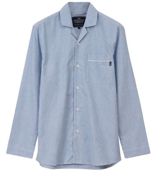 Lexington Pyjama Bio blau/weiß XL