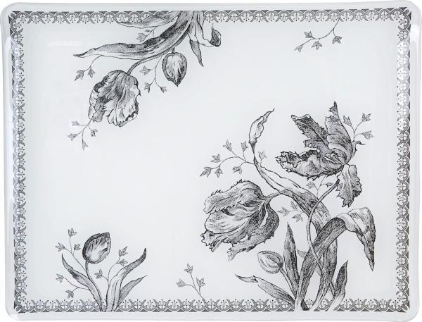 Gien Tablett Tulipes weiß/schwarz klein
