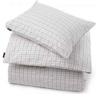 Lexington Bettwäsche-Set Popeline Karo weiß/grau 135x200/40x80 cm