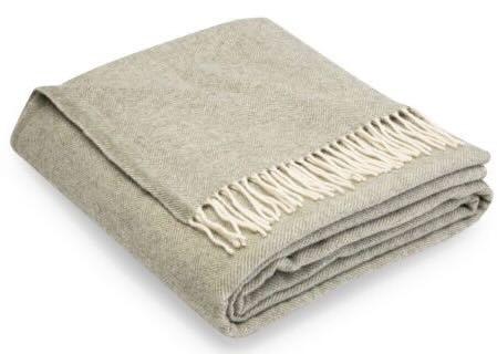 Wolldecke Merino Classic mit wollweißen Fransen