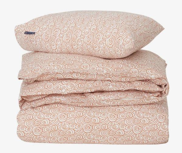 Lexington Bettwäsche-Set Satin Wave weiß/terra 135x200/ 80x80 cm