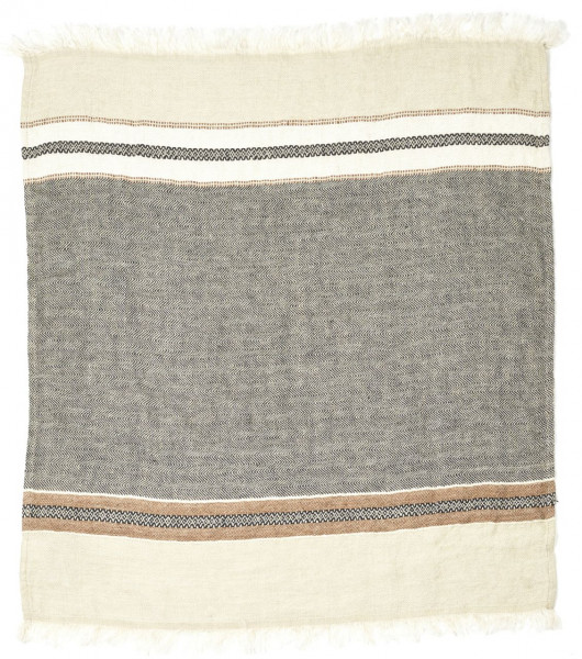 Libeco Leinenplaid Beeswax Stripe natur/anthrazit/wollweiß