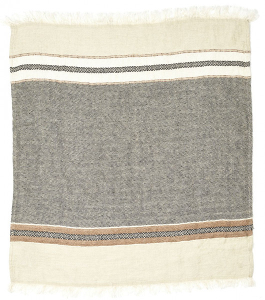 Libeco Leinenplaid Beeswax Stripe grau-weiß