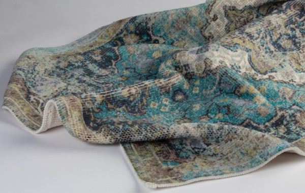 Evelyn Kahle Teppich Vintage blau/türkis/oliv