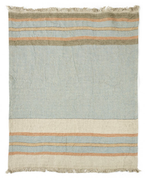 Libeco Leinenplaid Multi Stripe lago/safran