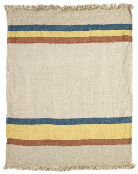 Libeco Leinenplaid Mercurio Stripe natur/gelb/blau/braun