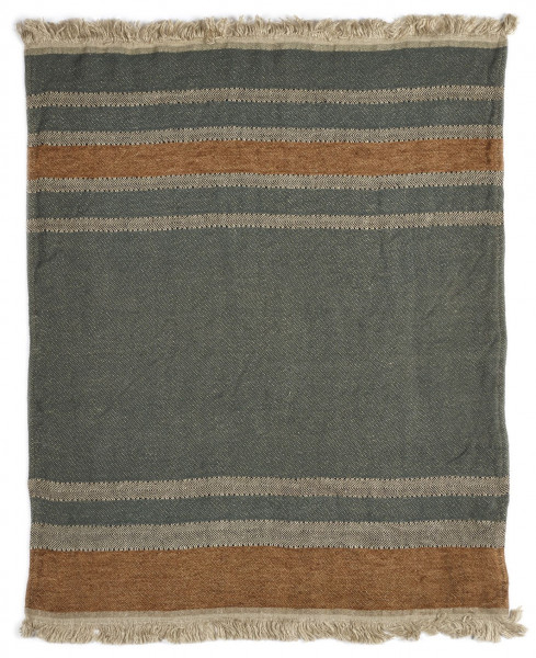 Libeco Leinenplaid Alouette grün/braun/natur
