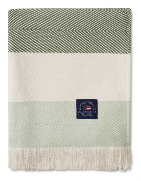 Lexington Decke Herriongbone Stripe Cotton grün/weiß/blau