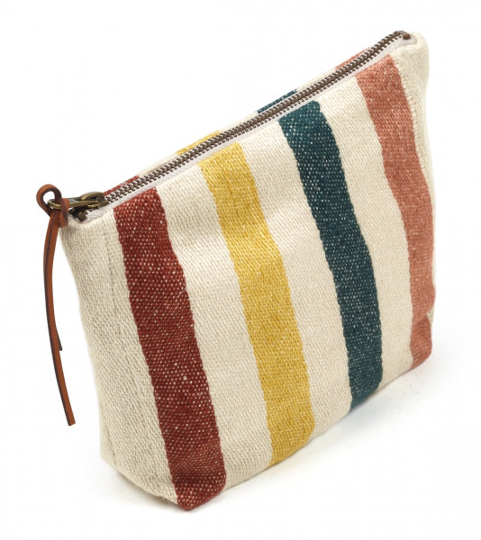 Libeco Tasche klein Lake Stripe natur/braun/grün/gelb/rose